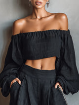 Tess™ - Off-Shoulder Set with Wide Pants