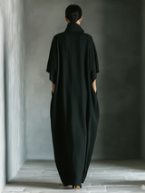 Alessandra | Oversized Black Maxi Dress with Kimono Sleeves