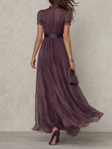 Elowira | Soft Chiffon Keyhole Maxi Dress