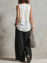 Minimalist Layered Vest Cardigan And Wide-leg Pants Three-piece Set