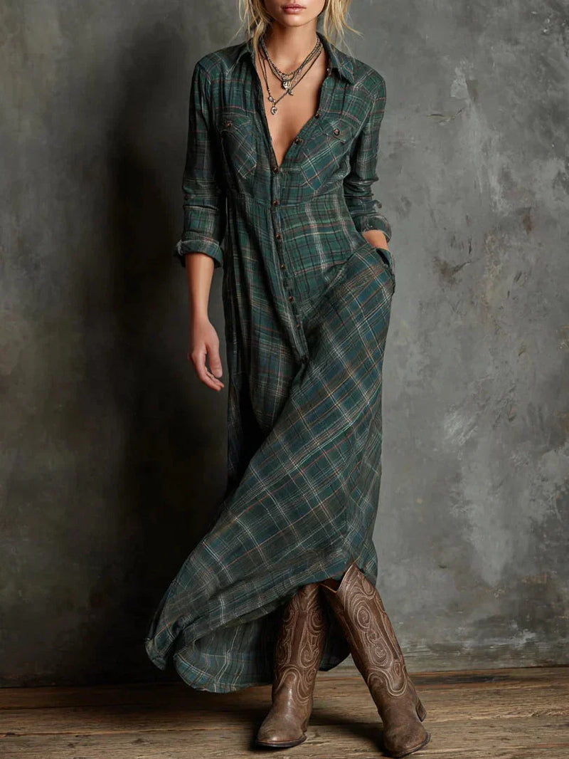 Livia | Relaxed Check Shirt Maxi Dress