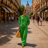 Mariel | Set with batwing sleeves and wide pants