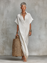 Women's Minimalist Loose-fitting Shirt Maxi Dress