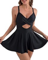 V-Neck Tummy-Control Swim Dress