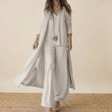 Raquel | Soft Three-Piece Set with Tunic and Wide-Leg Pants