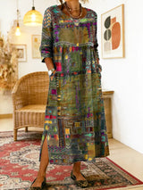 Manuela | Printed Dress with Ethnic Patchwork