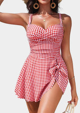 Gingham Tummy-Control Swim Dress