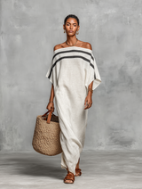 Women's Minimalist Off-the-shoulder Batwing Sleeve Straight-cut Maxi Dress