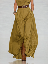 Women's Lapel Single-breasted Short-sleeved Shirt Maxi Dress
