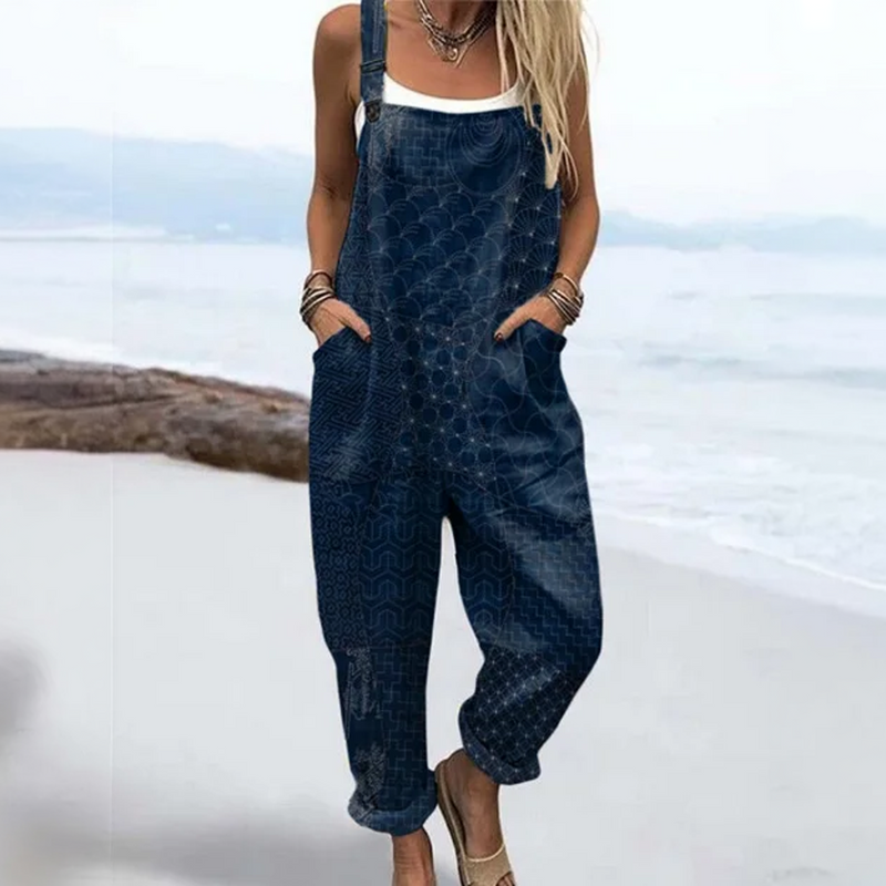 Indigo Pattern Dungarees