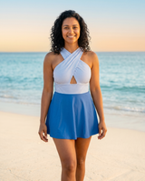 V-Neck Tummy-Control Swim Dress