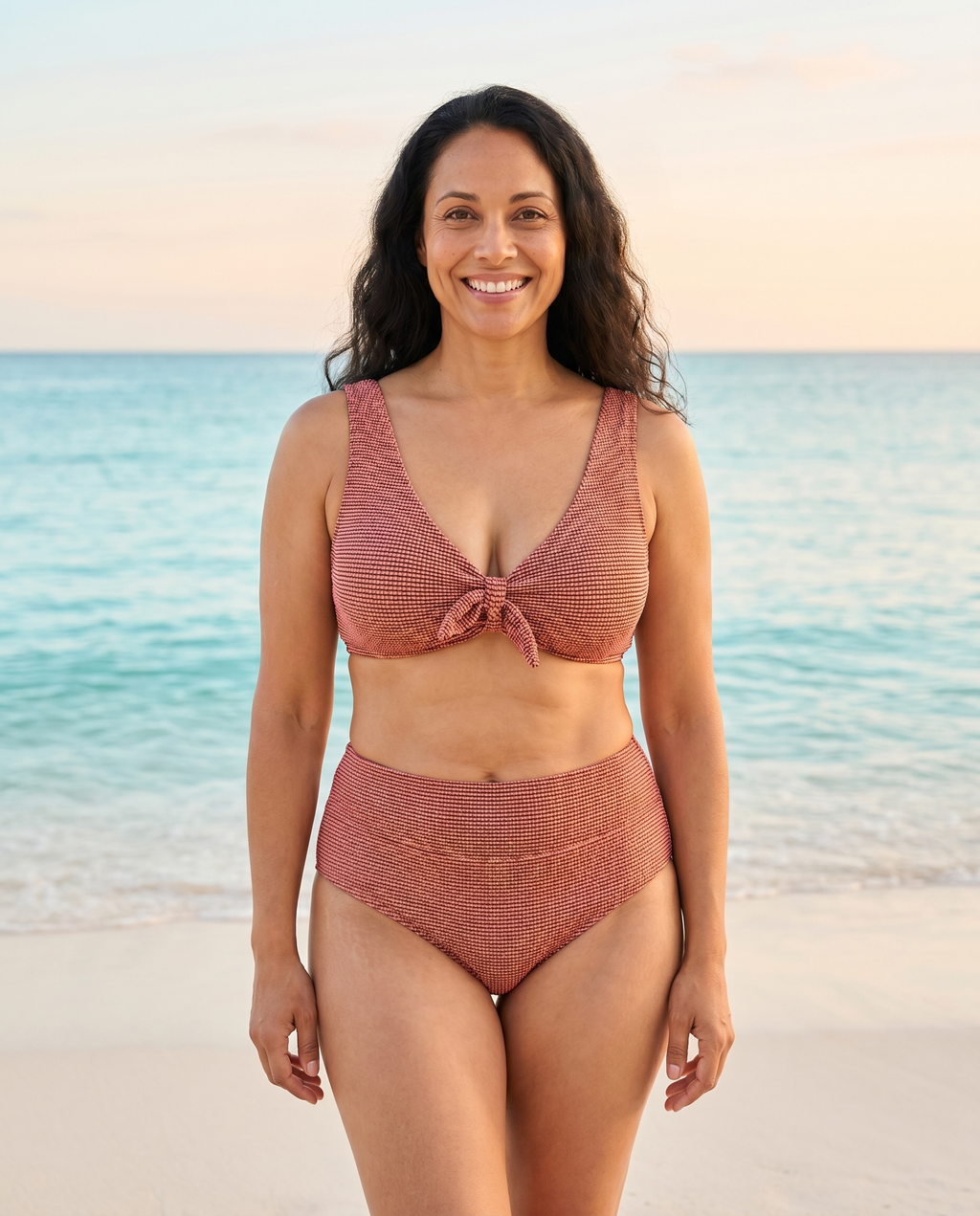 Supportive Tie-Front High-Waist Bikini Set