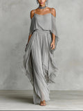 Angel | Silver Mist Off-Shoulder Flowy Set