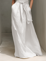 Women's Minimalist V-neck Belted Sleeveless Maxi Dress