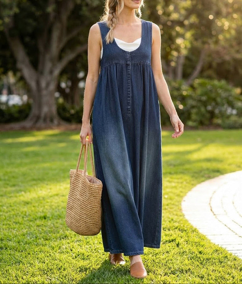 Karen™ | Robe maxi en denim lavé vintage