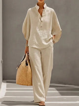Maribel | Relaxed Batwing Sleeve Top and Wide-Leg Pants Set