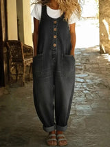 Ruth™ | Vintage Washed Cotton Denim Dungarees