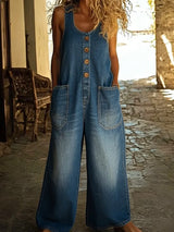 Ruth™ | Vintage Washed Cotton Denim Dungarees
